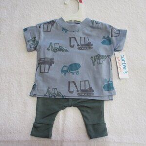 Carter's Newborn Boy's Shirt Short-sleeved & Pants Blue Teal NWT